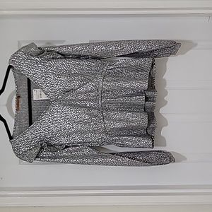 NWT Belldini Ribbed Foil Print Surplus Top, Silver, Medium